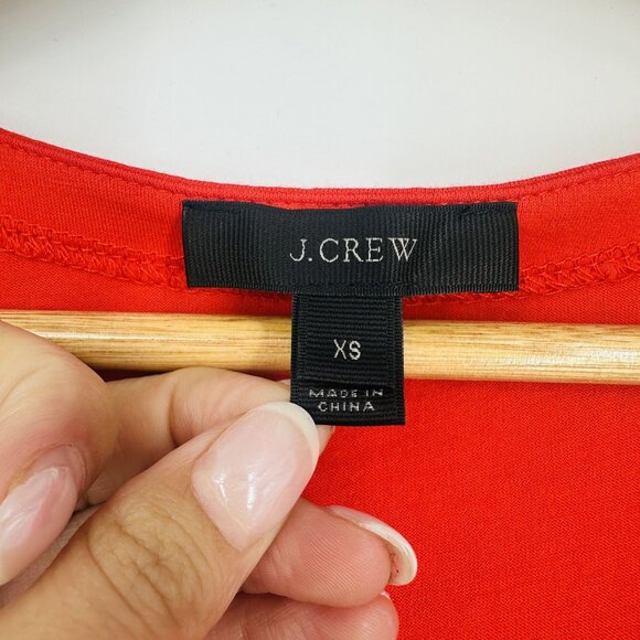 J.Crew Red V-Neck Eyelet Cap Sleeve Embroidered Cotton T-Shirt Blouse Top XS - Picture 6 of 10